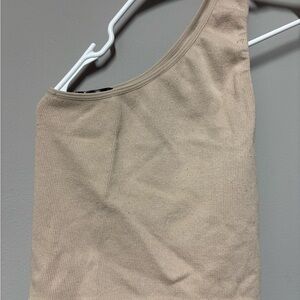 Essentials Light Brown Ribbed Top